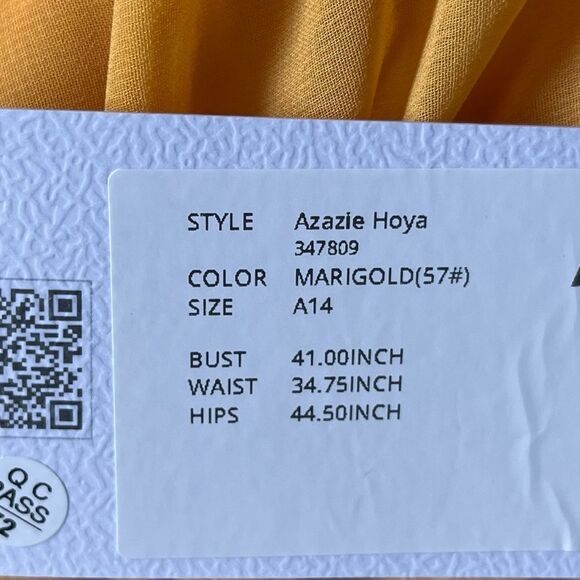 Azazie Plus Size‎ One Shoulder Belted Gown Maxi Dress Party Marigold Size 14 - Picture 4 of 7